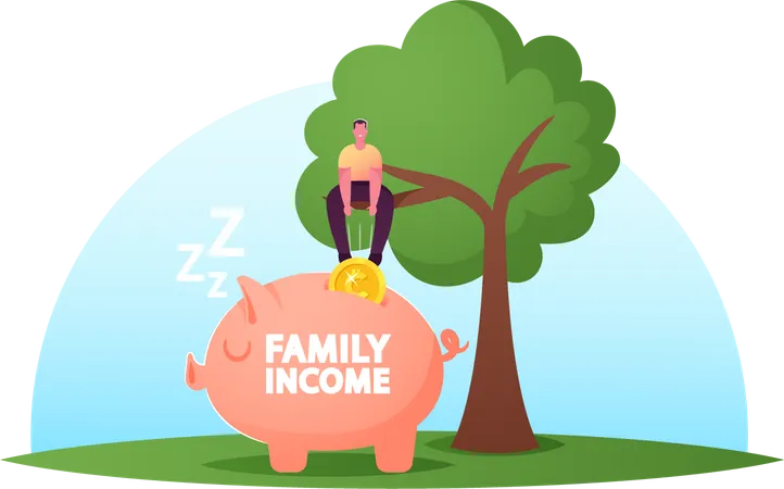 Man Income And Saving  Illustration