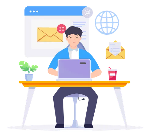 Concept Of Email Marketing Sending Or Receiving Email Illustration