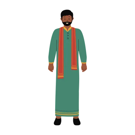 Man Indian In Traditional Clothes Illustration Traditional Costumes Indian Male Cartoon Characters Flat Vector Illustration Isolated On White Background Illustration