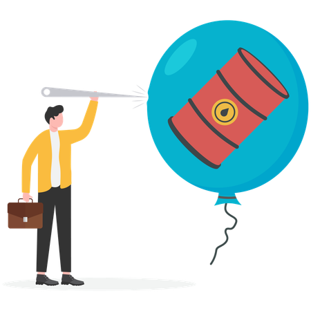 Man injecting needle on oil balloon  Illustration