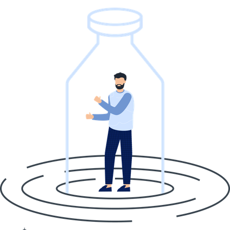 Man Inside Bottle  Illustration