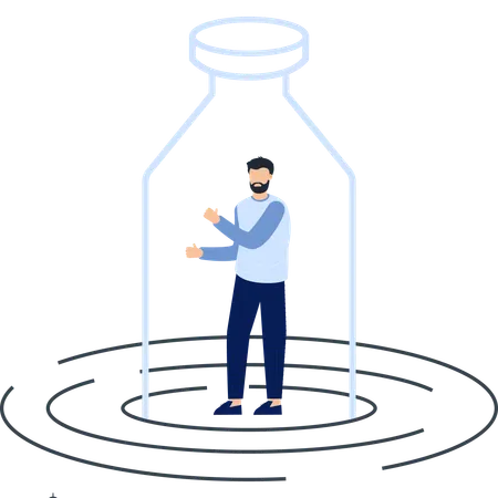Man Inside Bottle  Illustration