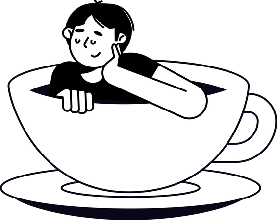 Man inside Cappuccino cup  Illustration