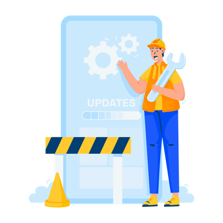 Man Installing system update  Illustration