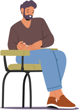 Man Insulin Injection Into Belly For Diabetes Management  Illustration