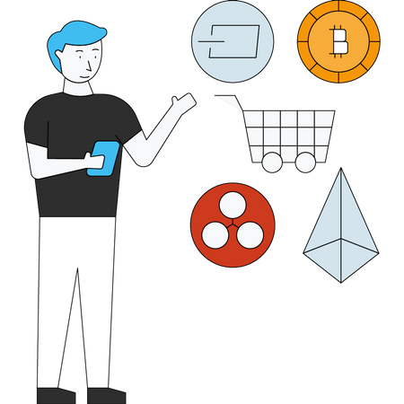 Man investing cryptocurrency  Illustration