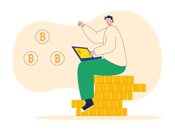 Man investing in Bitcoin  Illustration