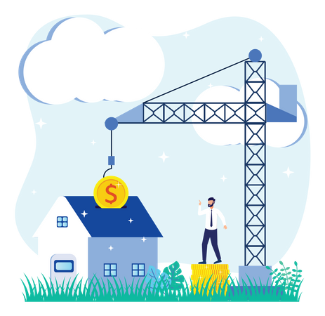 Man investing in real estate business  Illustration