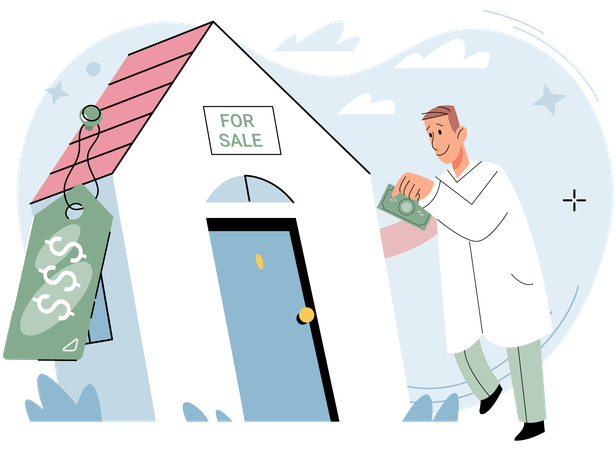 Man investing in real estate  Illustration