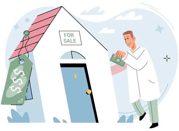 Man investing in real estate  Illustration