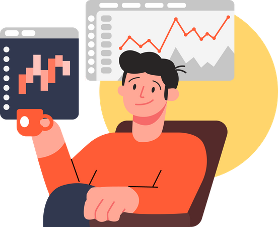 Man investing in stock market  Illustration