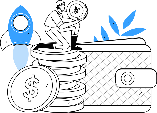 Man investing money in a Startup  Illustration