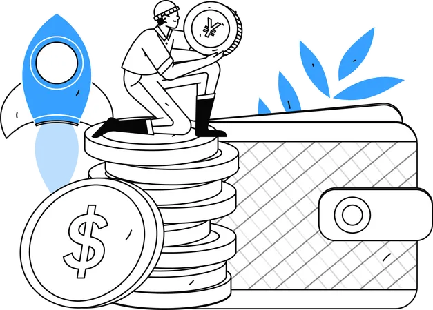 Man investing money in a Startup  Illustration