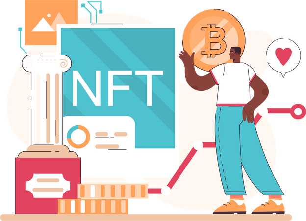 Man investing money in nft  Illustration