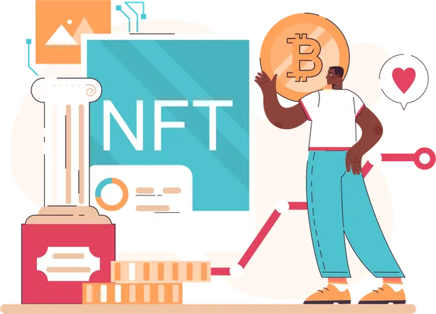 Man investing money in nft  Illustration