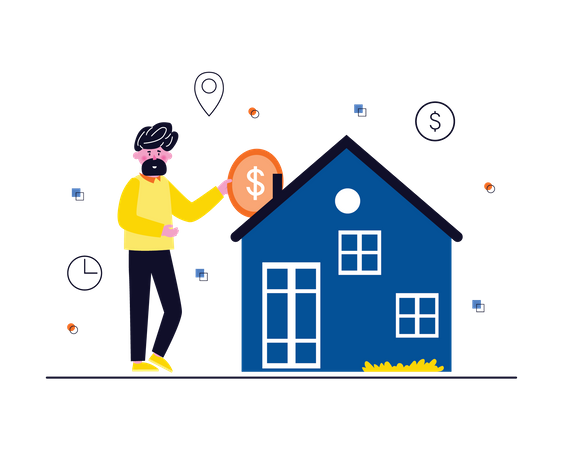 Man investing money in property  Illustration