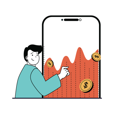 Man investing money in share market  Illustration