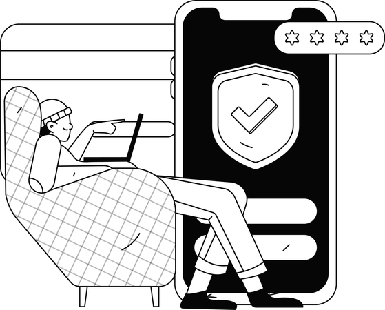 モバイルアプリでカード決済してお金を投資する男性  イラスト