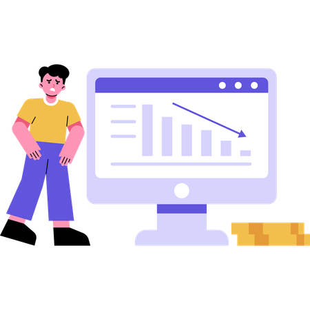 Man Investment Loss  Illustration