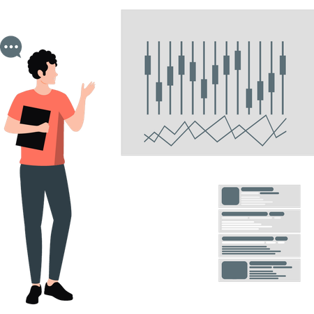 Man investor analyzing stock market  Illustration