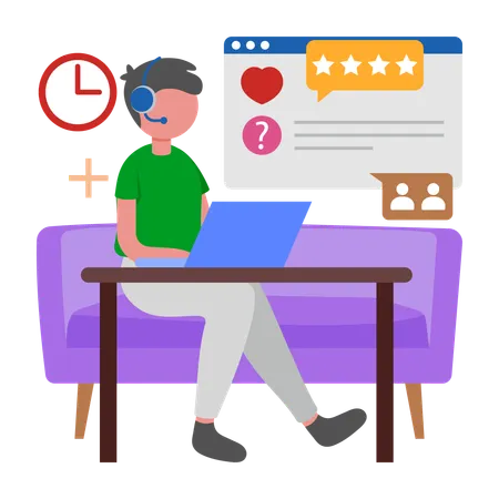 Man involved in Social Media Engagement  Illustration