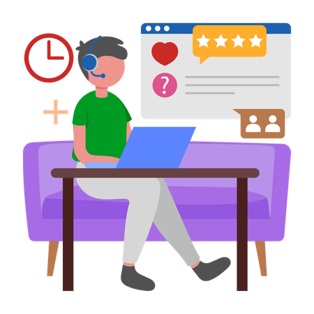 Man involved in Social Media Engagement  Illustration