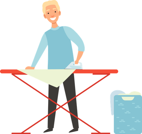 Man ironing clothes  Illustration