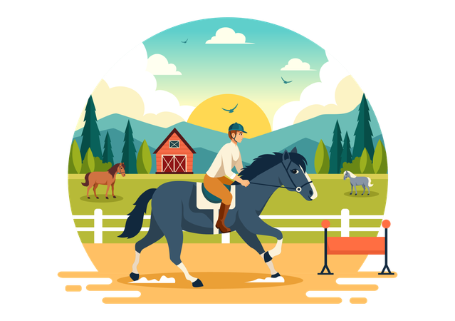 Man is a horse trainer  Illustration