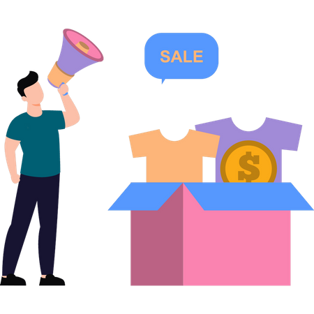 Man is announcing the sale  Illustration
