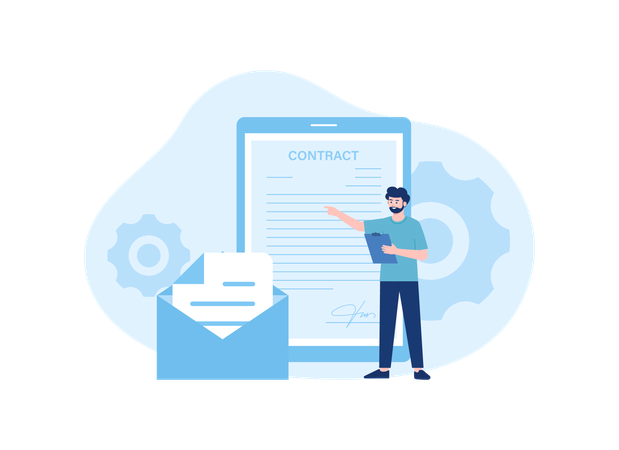 Man is approving a contract letter  Illustration