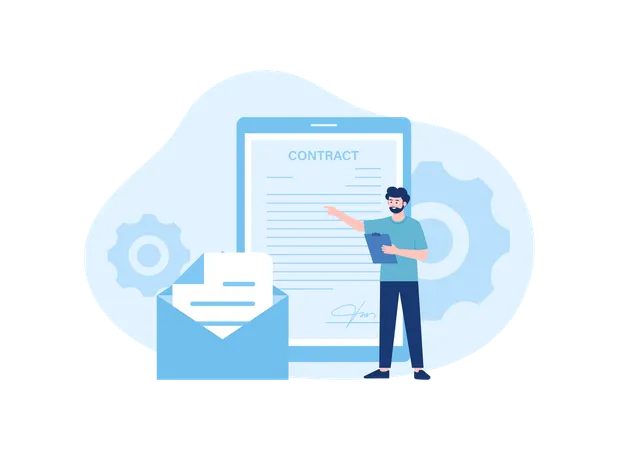 Man is approving a contract letter  Illustration