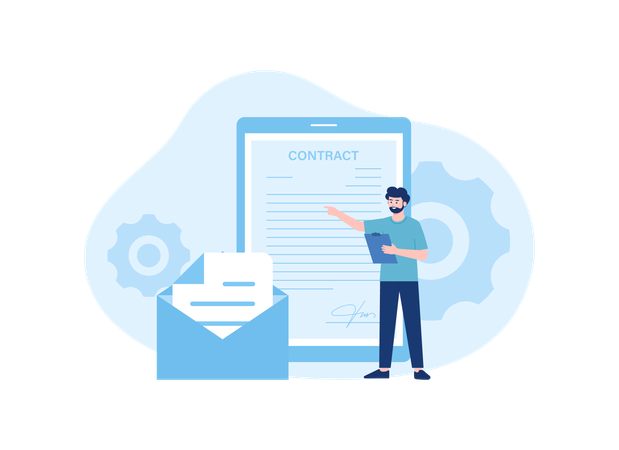 Man is approving a contract letter  イラスト