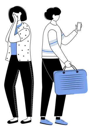 Man is busy with phone  Illustration