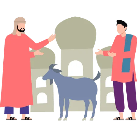 A Man Is Buying A Goat Illustration