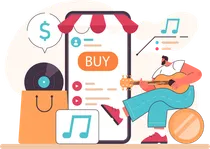 Man is buying online music