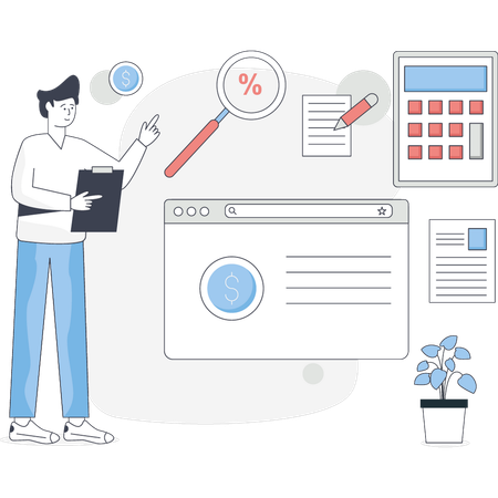 Man is calculating investment profit  Illustration