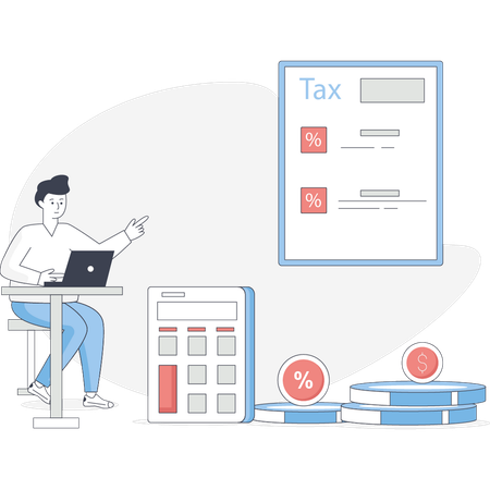 Man is calculating tax amount  Illustration