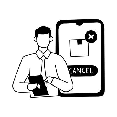 Man is cancelling online order  イラスト