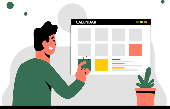 Man Is Checking Calendar  Illustration