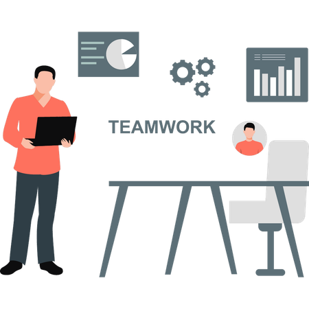 Man is checking company team work  Illustration