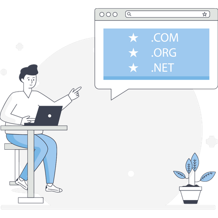 Man is checking domain names  Illustration