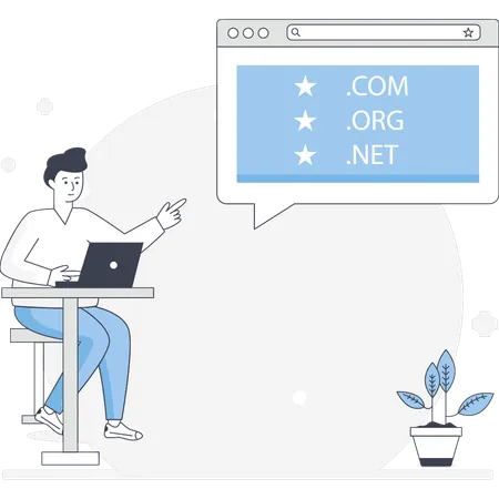 Man is checking domain names  Illustration