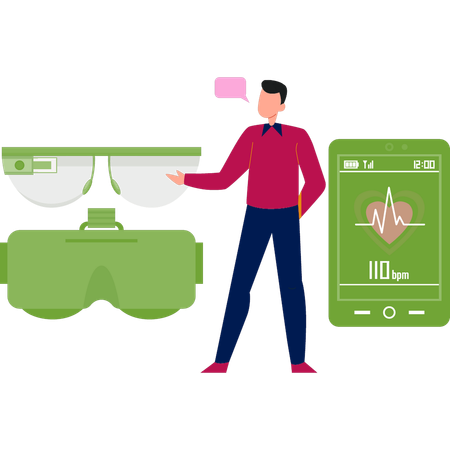 Man is checking heart rate online  Illustration