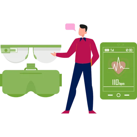 Man is checking heart rate online  Illustration
