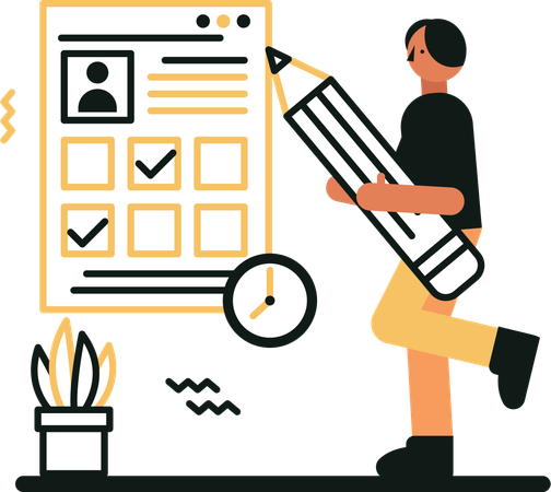 Man is Checking Schedule  Illustration