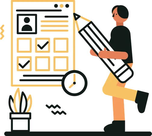 Man is Checking Schedule  Illustration