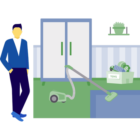 Man is cleaning garden  Illustration