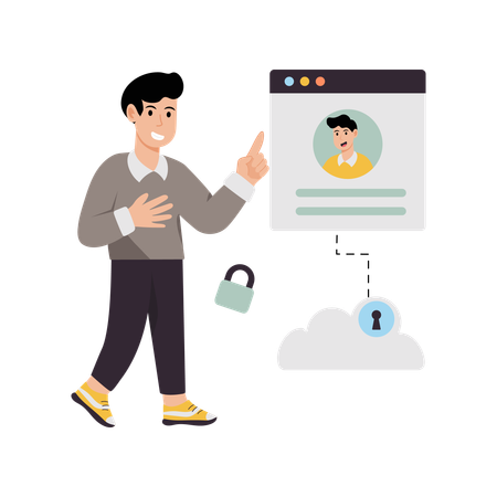 Man is cloud user  Illustration