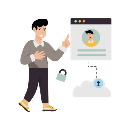 Man is cloud user  Illustration