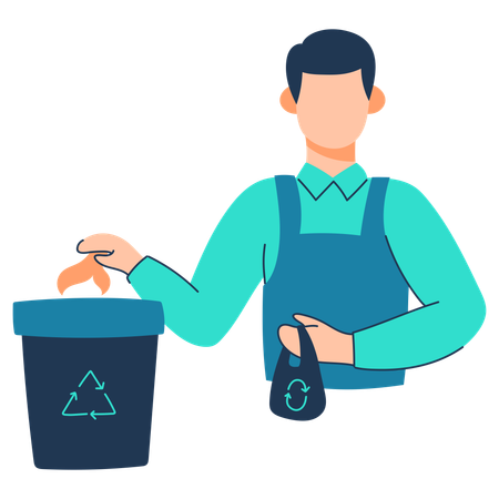 Man is collecting trash  Illustration